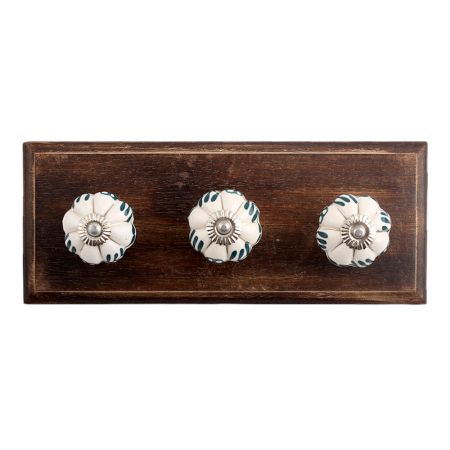 Silhouetted Green Knob Wooden Hooks